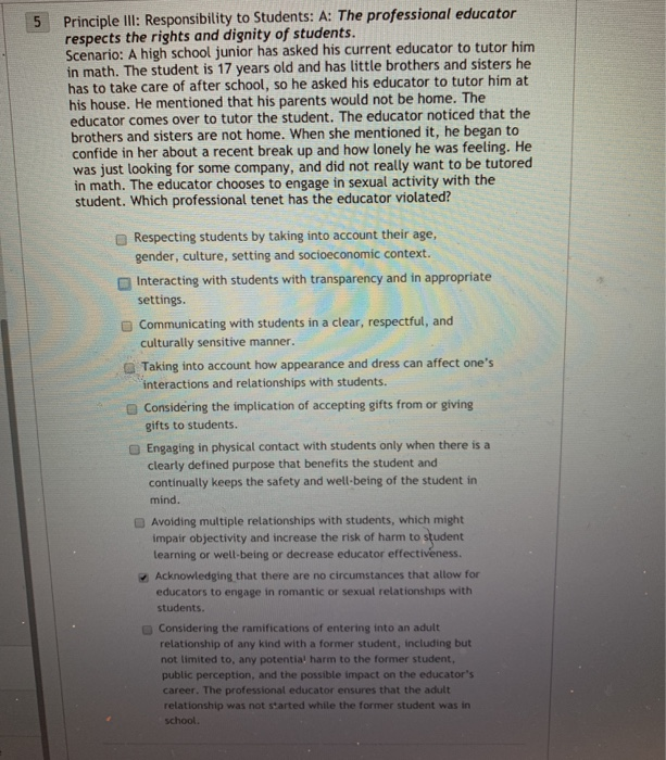 Solved Principle IlI: Responsibility To Students: A: The | Chegg.com