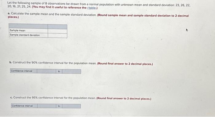 Solved Let the following sample of 8 observations be drawn | Chegg.com