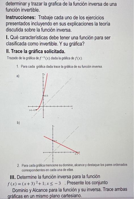 Solved determinar y trazar la grafica de la función inversa | Chegg.com
