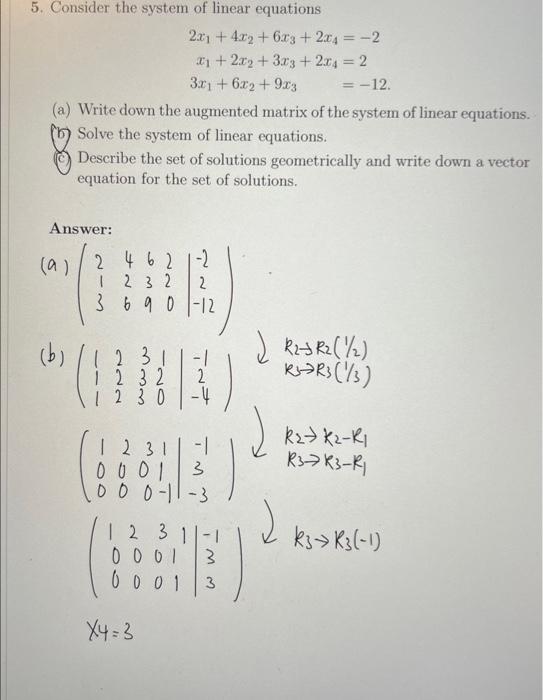 Solved 5. Consider the system of linear equations | Chegg.com