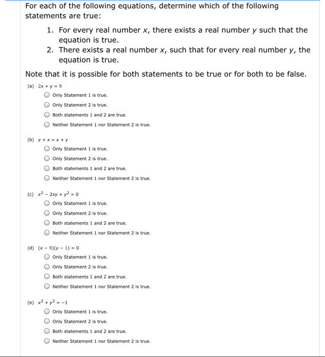 Solved For Each Of The Following Equations Determine Which