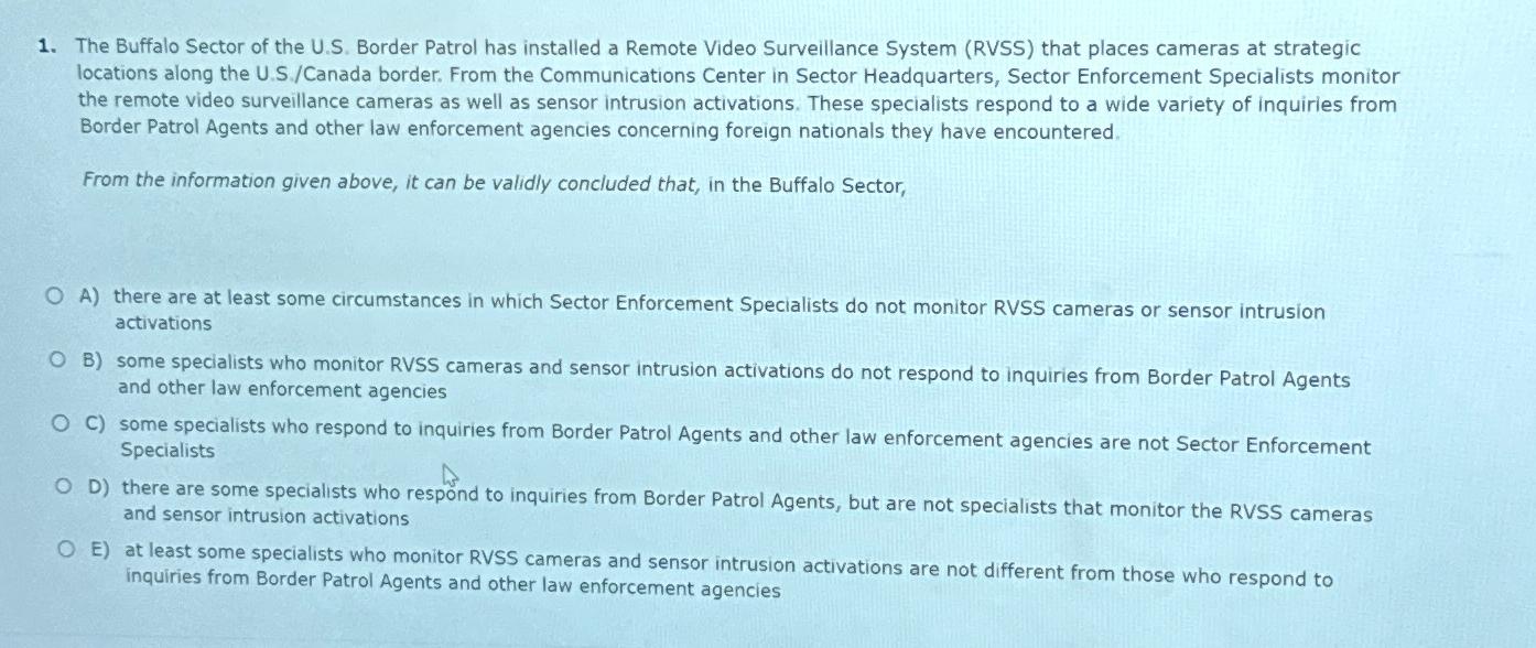 Solved The Buffalo Sector of the U.S. ﻿Border Patrol has | Chegg.com