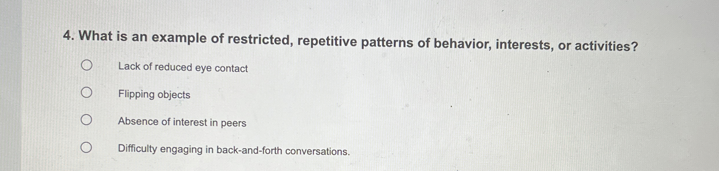 Solved What is an example of restricted, repetitive patterns | Chegg.com