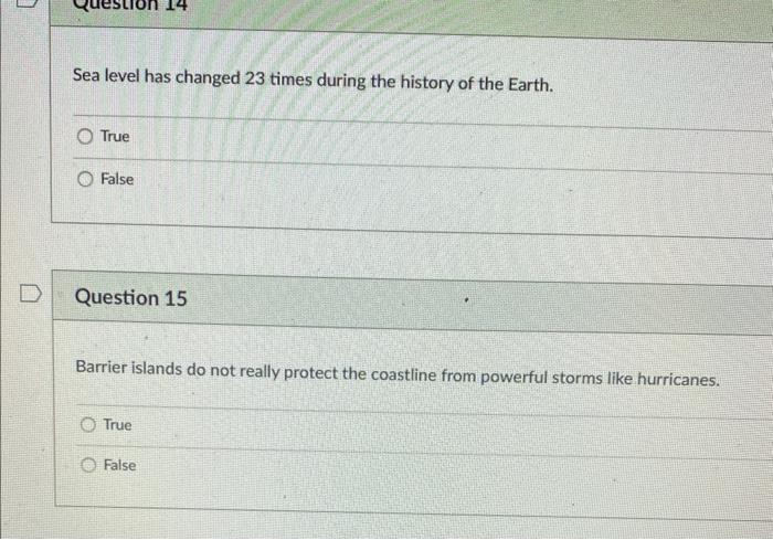 Solved Sea level has changed 23 times during the history of | Chegg.com