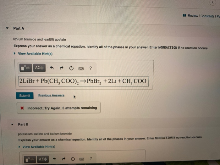 Solved A Review Constants Pe Part A lithium bromide and