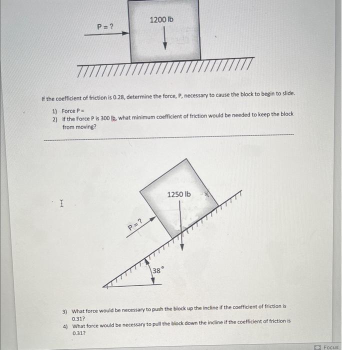 Solved If the coefficient of friction is 0.28 , determine | Chegg.com