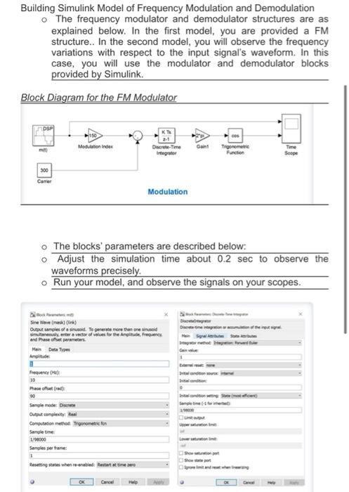 Solved Frequency Modulator and Demodulator o The Simulink | Chegg.com