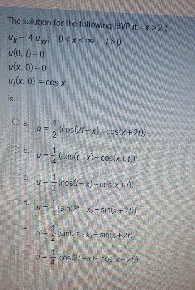 The Solution For The Following Ibvp If X 2f Ut Uy Chegg Com