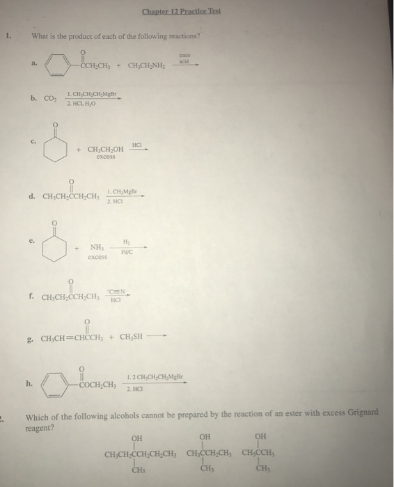 Solved Chapter 12 Practice Test 1. What is the product of | Chegg.com