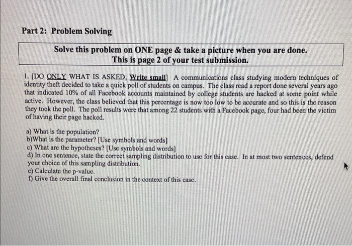 Solved Part 2: Problem Solving Solve this problem on ONE | Chegg.com