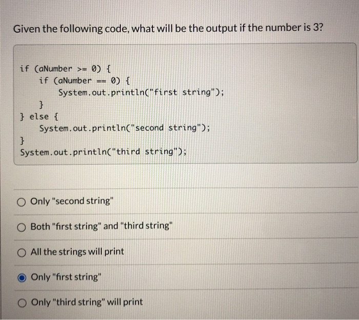 Solved Given the following code, what will be the output if | Chegg.com