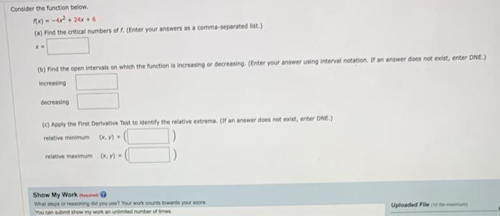 Solved Consider the function below. FX-12.24x+6 (a) Find the | Chegg.com