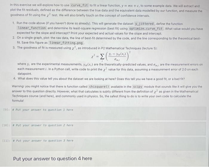 Exercise 6: Fitting a simple function (3 Marks) In | Chegg.com