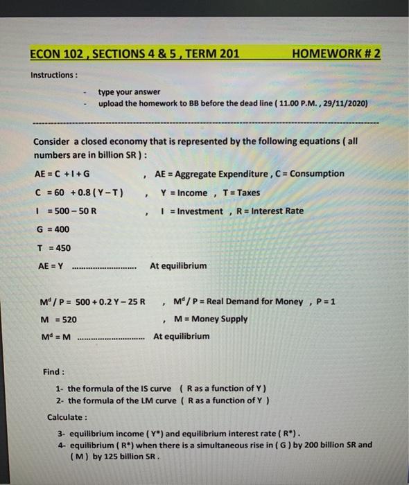 Solved Econ 102 Sections 4 5 Term 1 Homework 2 In Chegg Com