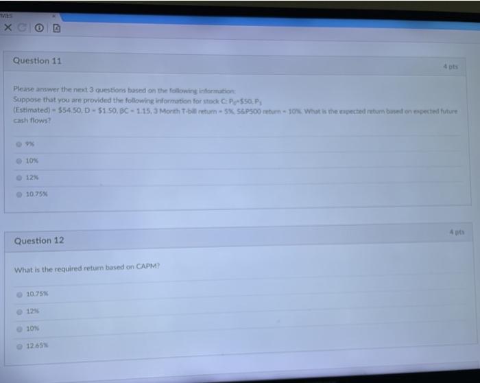 Solved х Question 11 Please answer the next questions based | Chegg.com