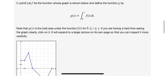 Solved (1 point) Let f be the function whose graph is shown | Chegg.com