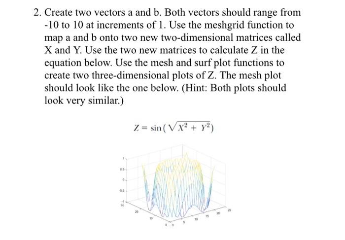 Solved 2. Create two vectors a and b. Both vectors should | Chegg.com