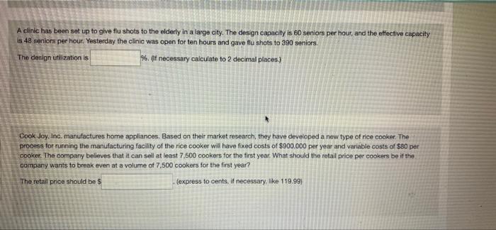 Solved A clinic has been set up to give flu shots to the | Chegg.com