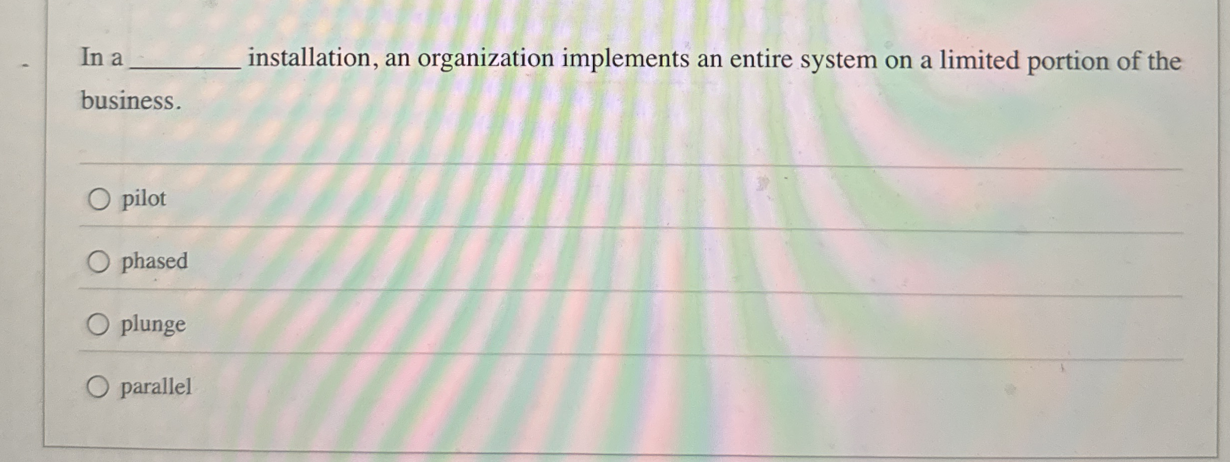 Solved In a ﻿installation, an organization implements an | Chegg.com