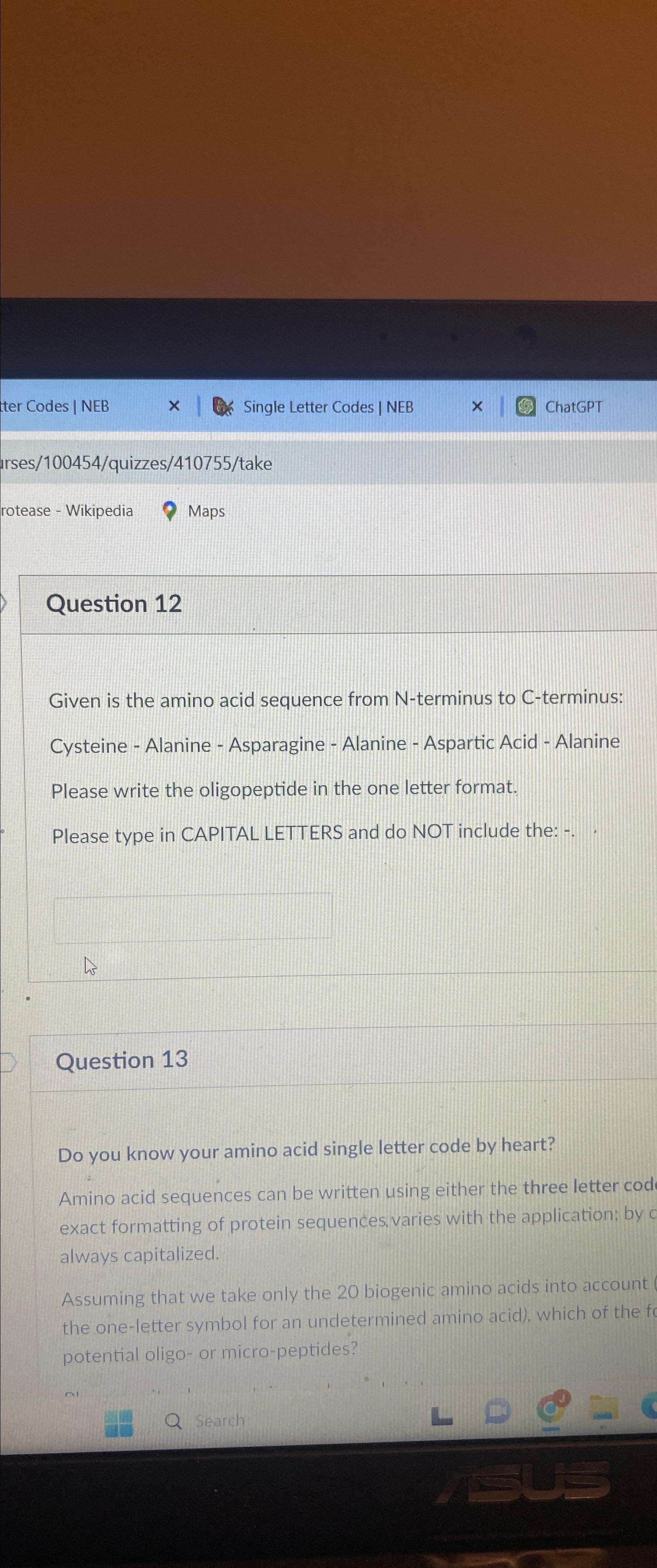 Solved Question 12Given is the amino acid sequence from | Chegg.com