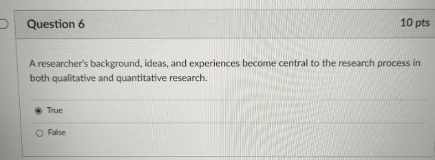 Solved Question 610 ﻿ptsA researcher's background, ideas, | Chegg.com