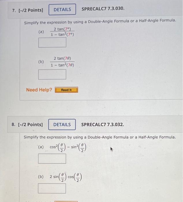 Solved Simplify The Expression By Using A Double Angle 8768