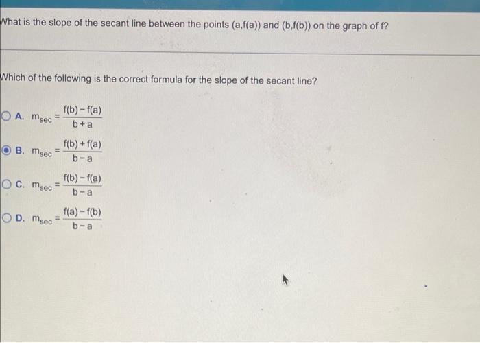 Solved What Is The Slope Of The Secant Line Between The | Chegg.com