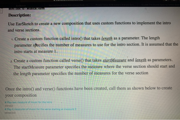 Solved please answer question in python using earsketch. | Chegg.com