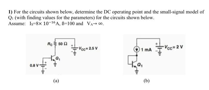 Solved 1 For The Circuits Shown Below Determine The Dc