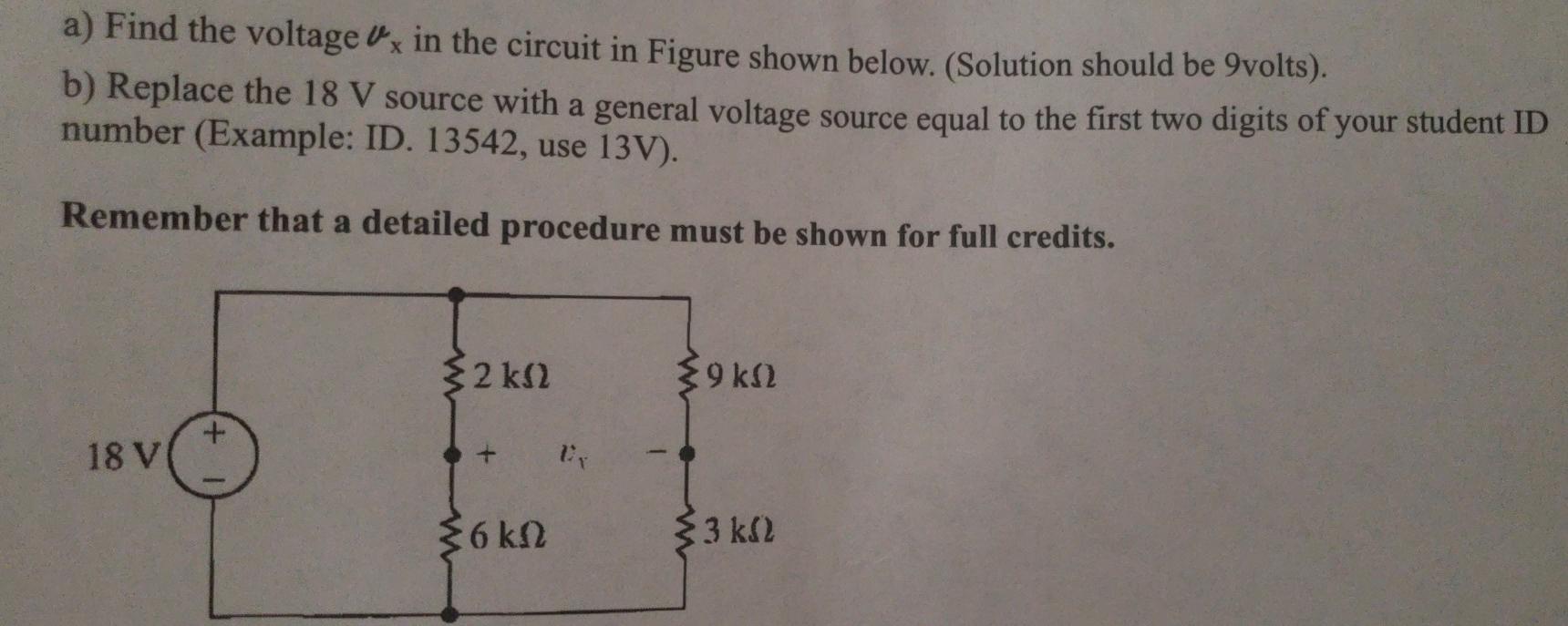 Solved a) Find the voltage V, in the circuit in Figure shown | Chegg.com