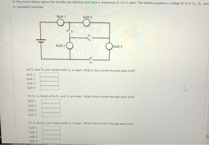 Solved In the circuit shown below the 4 bulbs are identical | Chegg.com