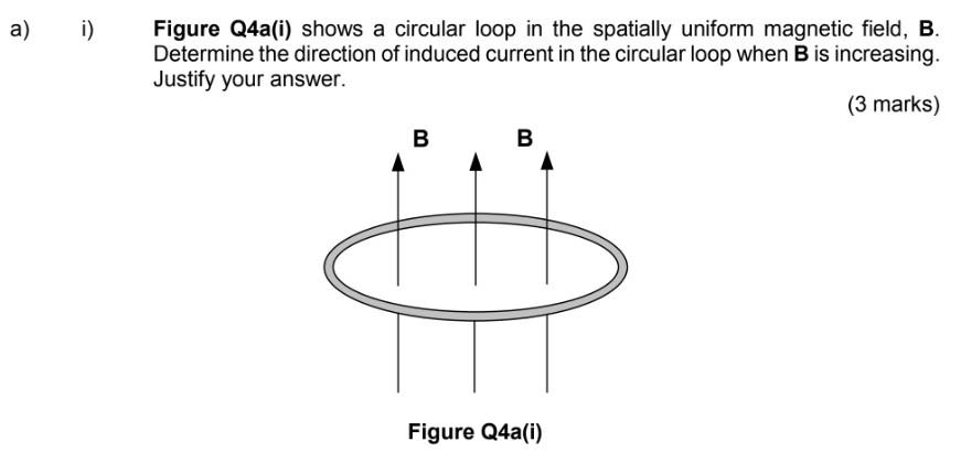 Solved a) i) Figure Q4a(i) shows a circular loop in the | Chegg.com