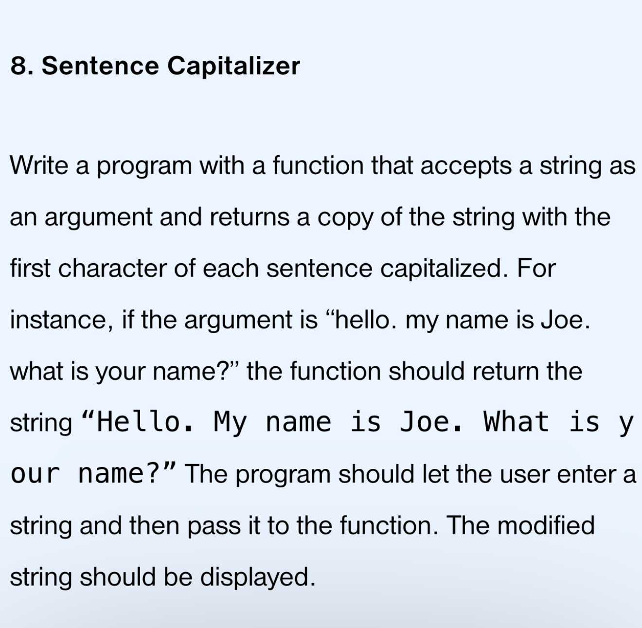 Solved Sentence CapitalizerWrite a program with a function | Chegg.com