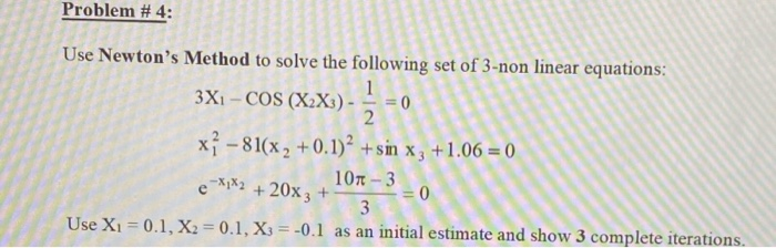 Solved Problem # 4: Use Newton's Method to solve the | Chegg.com