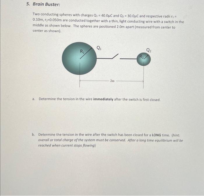 Solved Two Conducting Spheres With Charges Q1=40.0μC And | Chegg.com