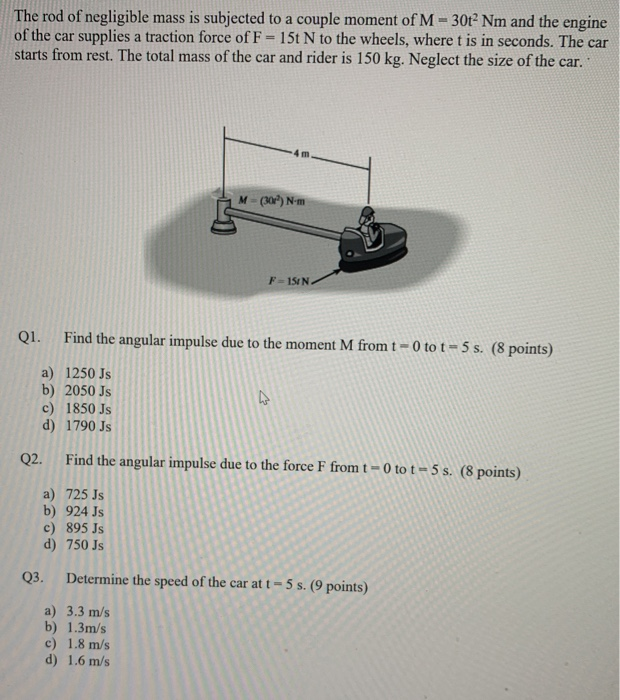 Solved The Rod Of Negligible Mass Is Subjected To A Coupl Chegg Com