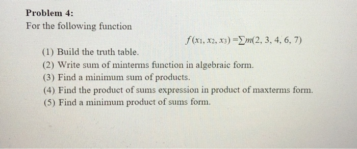 Solved Problem 1: Build the truth table for the expression | Chegg.com