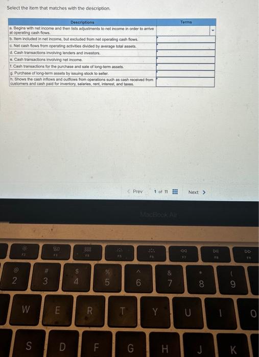Solved Select the item that matches with the description. | Chegg.com