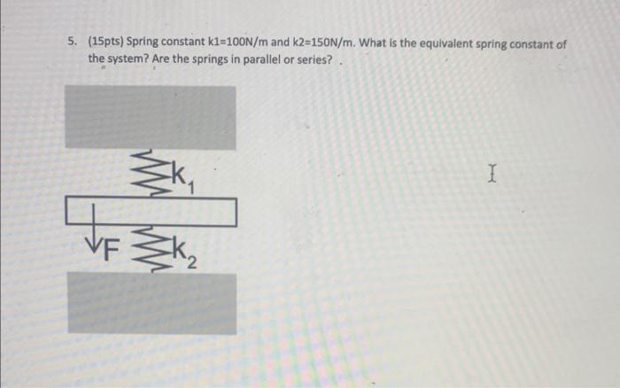 Solved 5. (15pts) Spring constant k1=100 N/m and k2=150 N/m. | Chegg.com