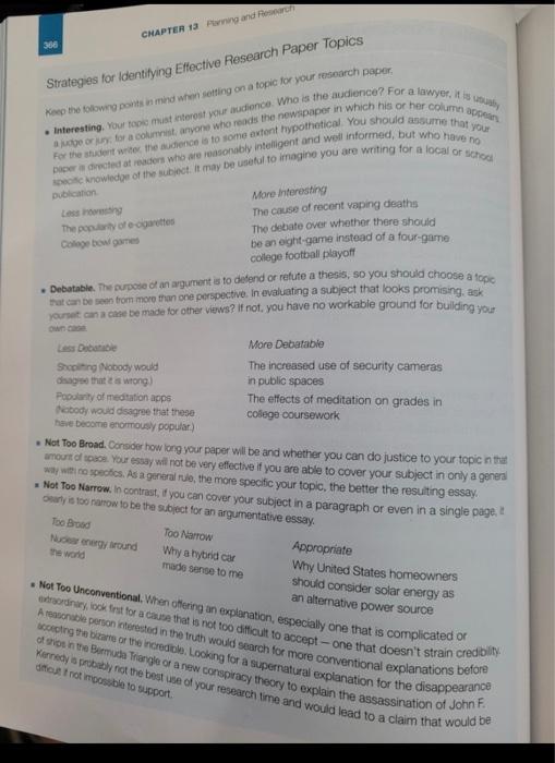 CHAPTER planning and Research 13 w you should be | Chegg.com
