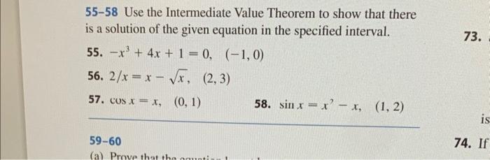 Solved 55-58 Use the Intermediate Value Theorem to show that | Chegg.com
