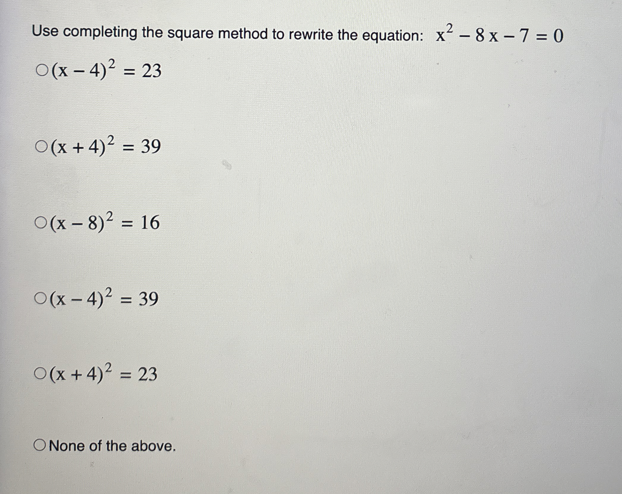 Solved Use completing the square method to rewrite the | Chegg.com