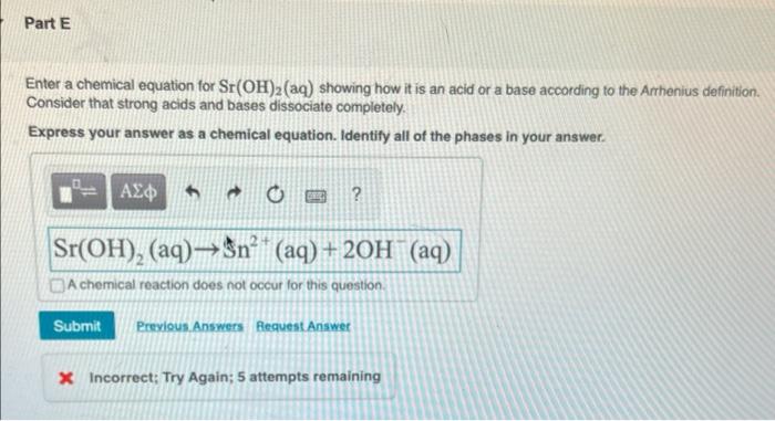 Solved Enter A Chemical Equation For H2SO4(aq) Showing How | Chegg.com