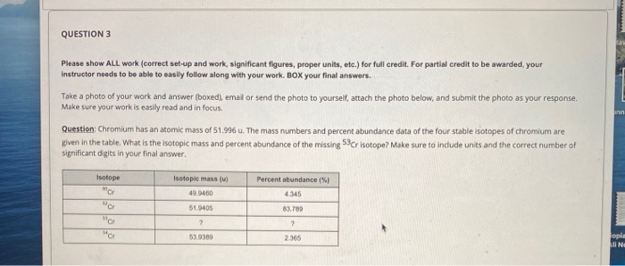 Solved QUESTION 3 Please show ALL work (correct set-up and | Chegg.com