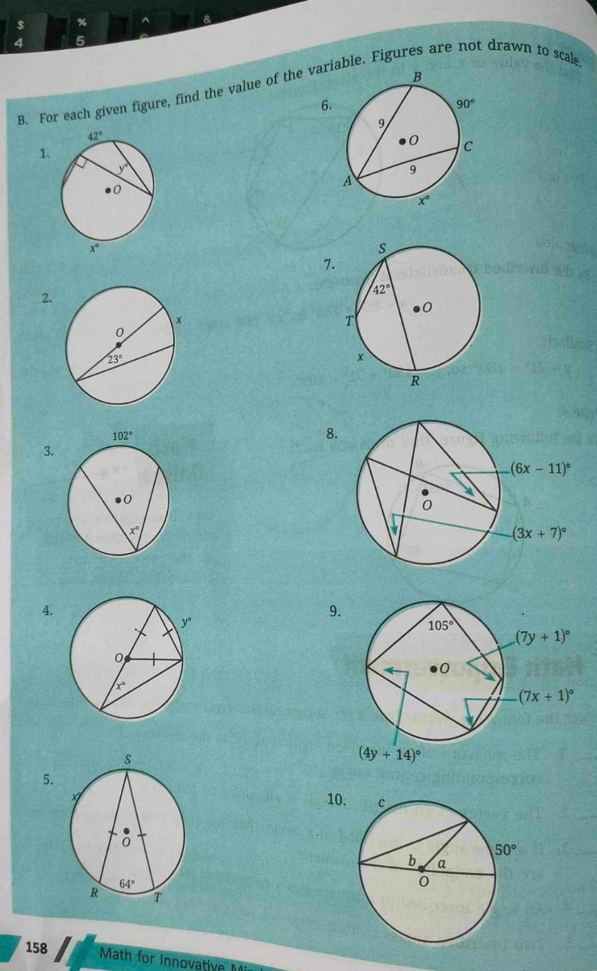 Solved B. ﻿For each given figure, find the value of the | Chegg.com