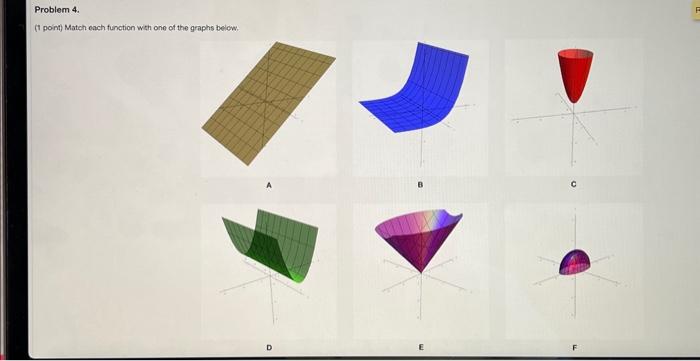 (t point) Match each function weth one of the graphs below.