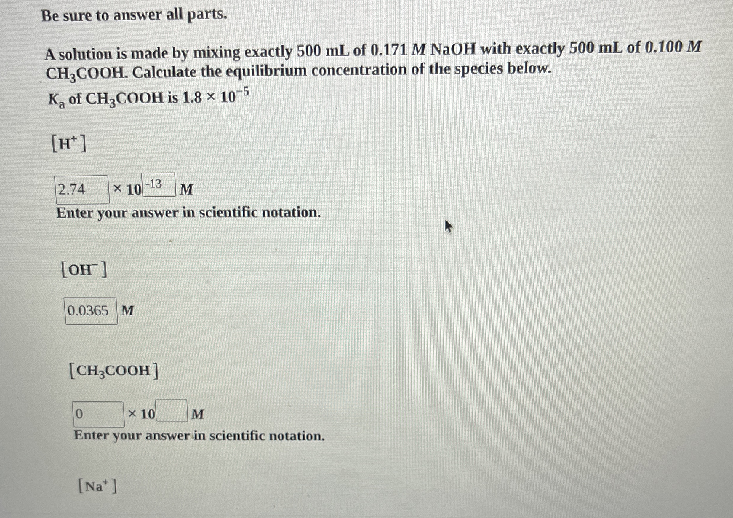 Solved Be sure to answer all parts.A solution is made by | Chegg.com