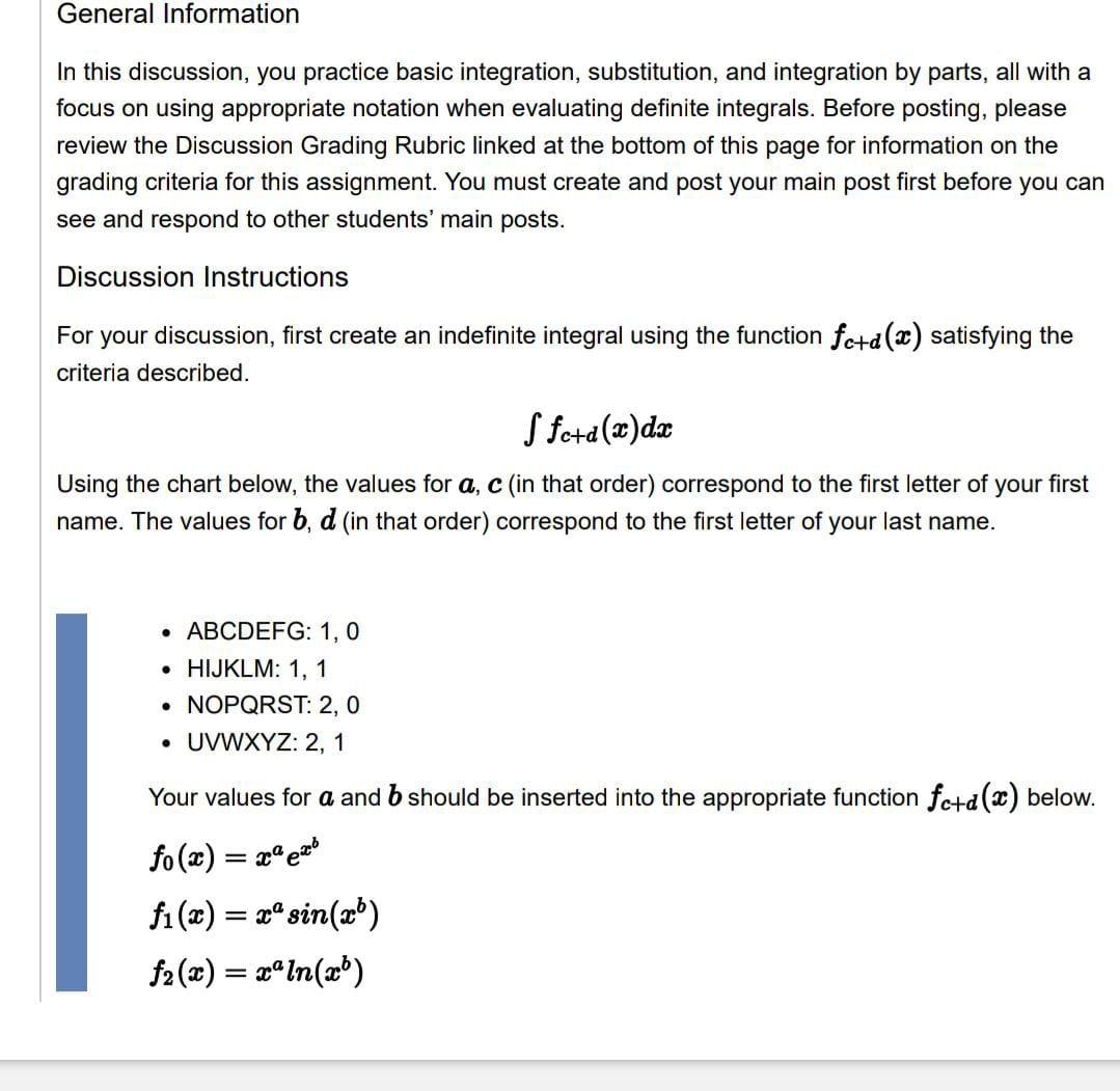 Solved In This Discussion, You Practice Basic Integration, | Chegg.com