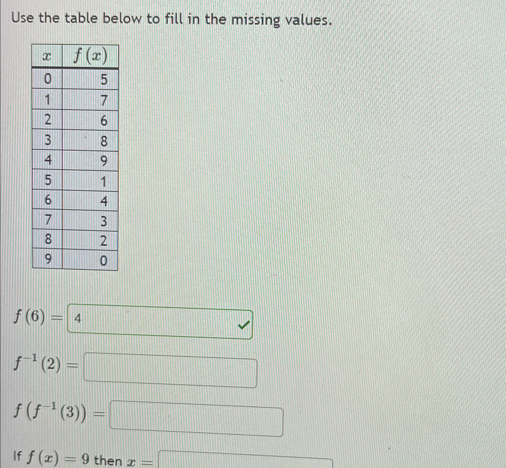 Solved Use the table below to fill in the missing | Chegg.com