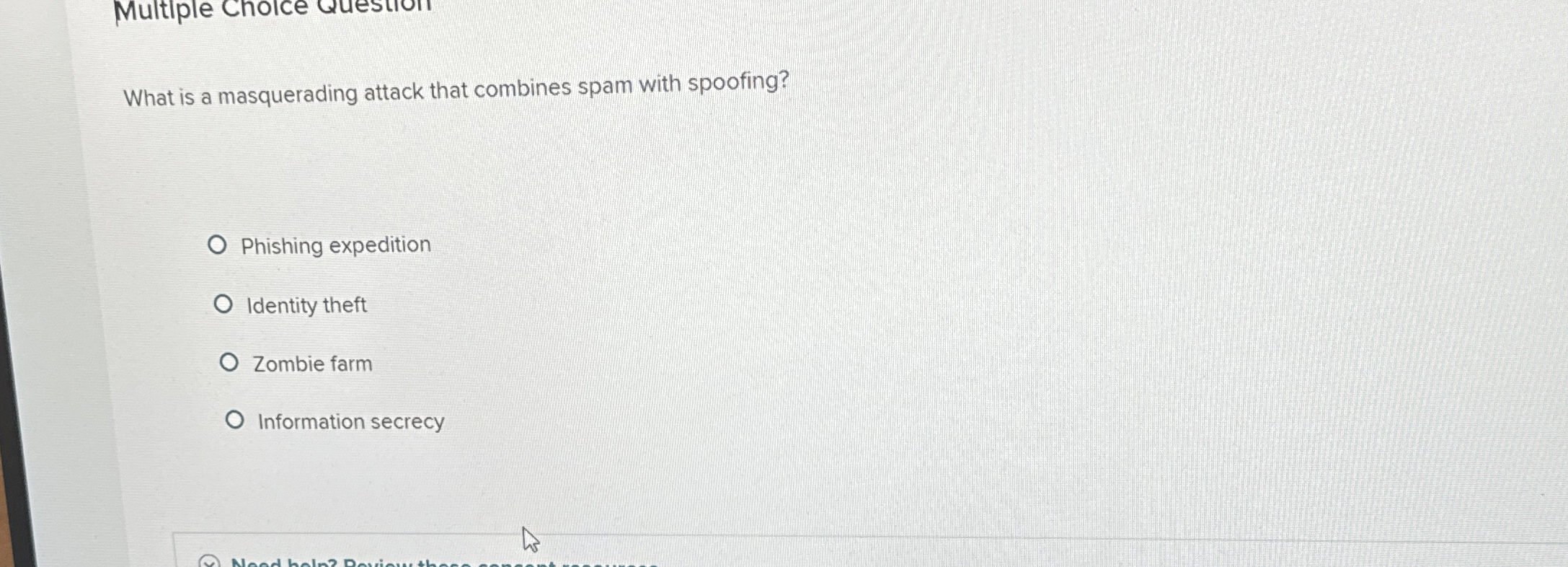 Solved MultipleWhat is a masquerading attack that combines | Chegg.com